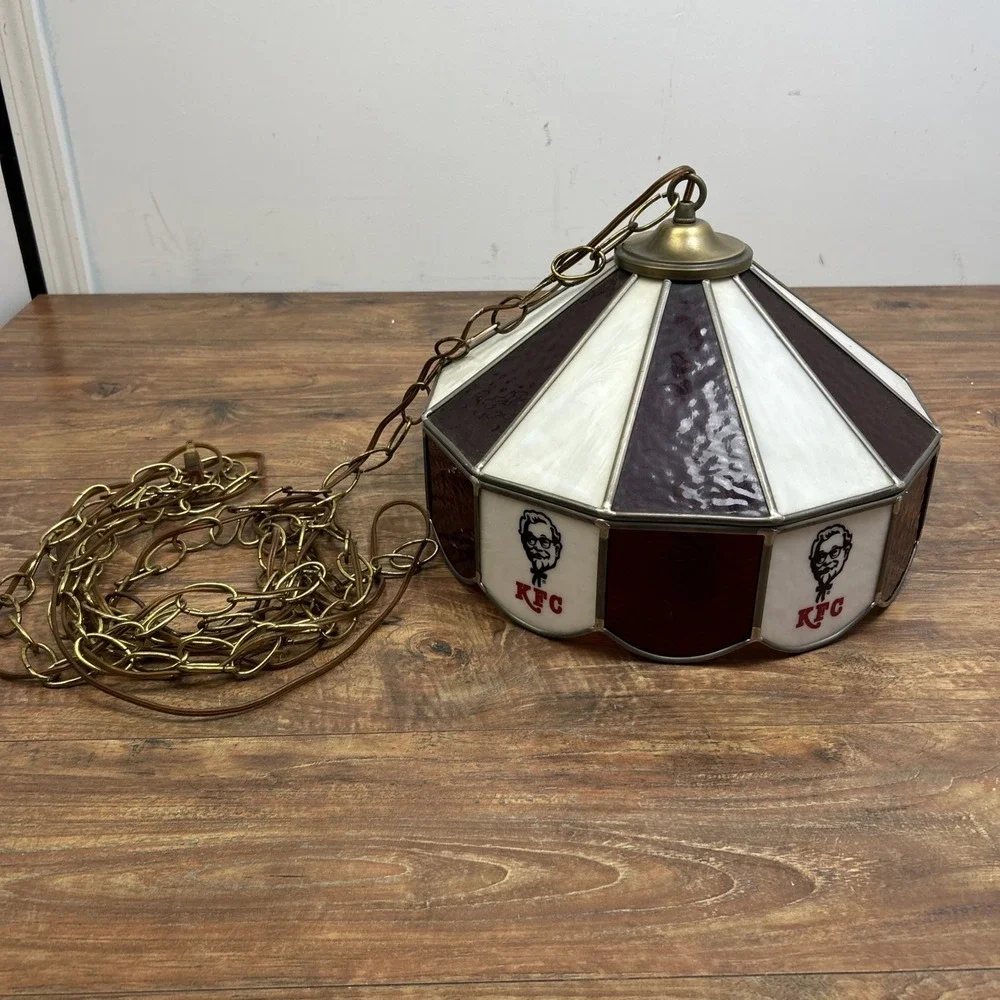 Vtg KFC Stained Glass Dining Table Hanging Lamp 13